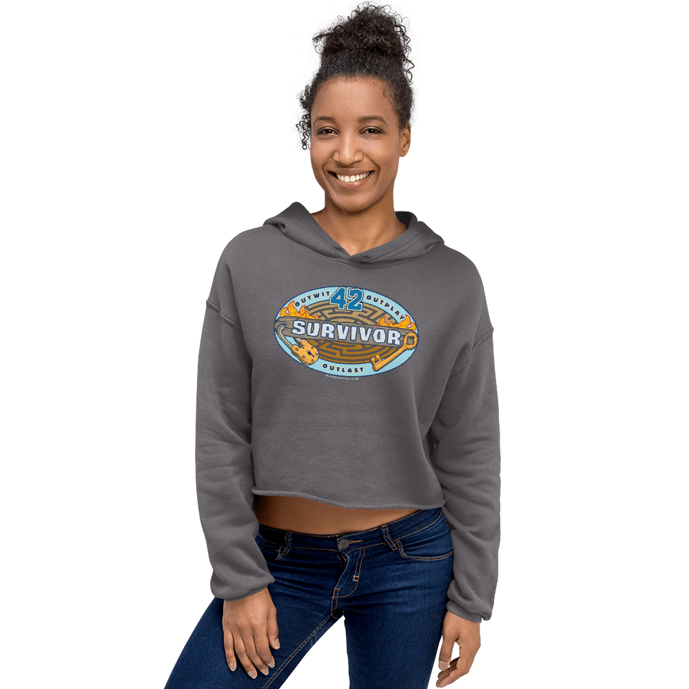 Survivor Season 42 Logo Women's Fleece Crop Hooded Sweatshirt - Paramount Shop