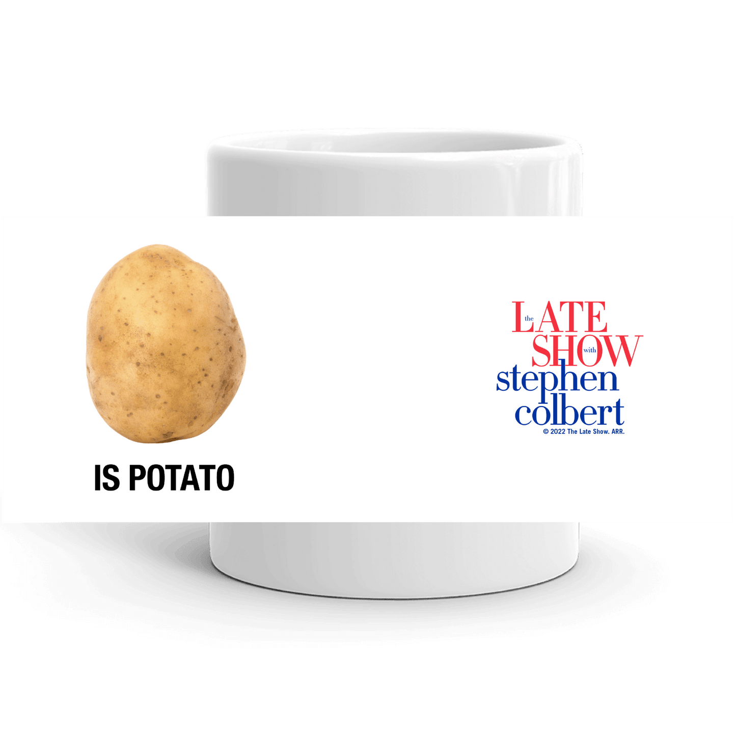 The Late Show with Stephen Colbert Is Potato Charity White Mug - Paramount Shop