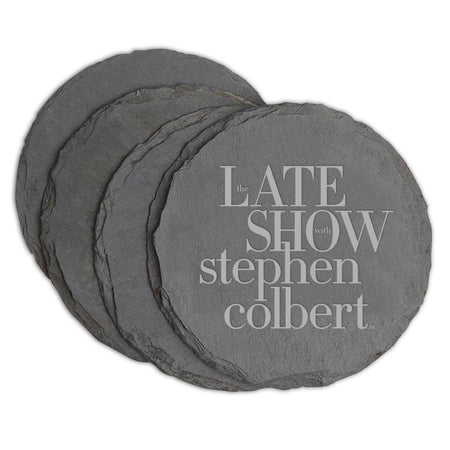 The Late Show with Stephen Colbert Logo Laser Engraved Slate Coaster - Set of 4 - Paramount Shop