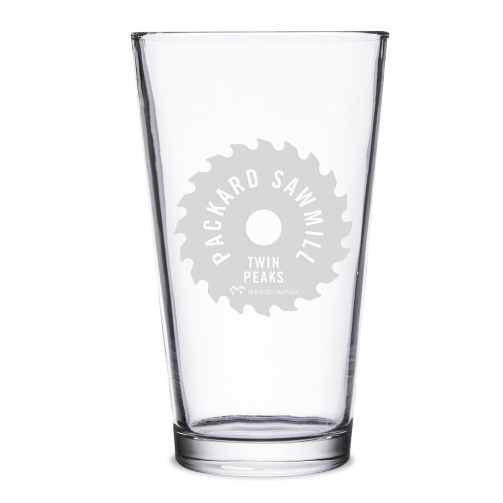 Twin Peaks Packard Sawmill Blade 16 oz Laser Engraved Pint Glass - Paramount Shop