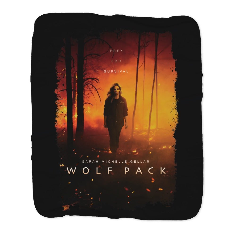 Wolf Pack Prey For Survival Tan Sherpa Blanket - Paramount Shop