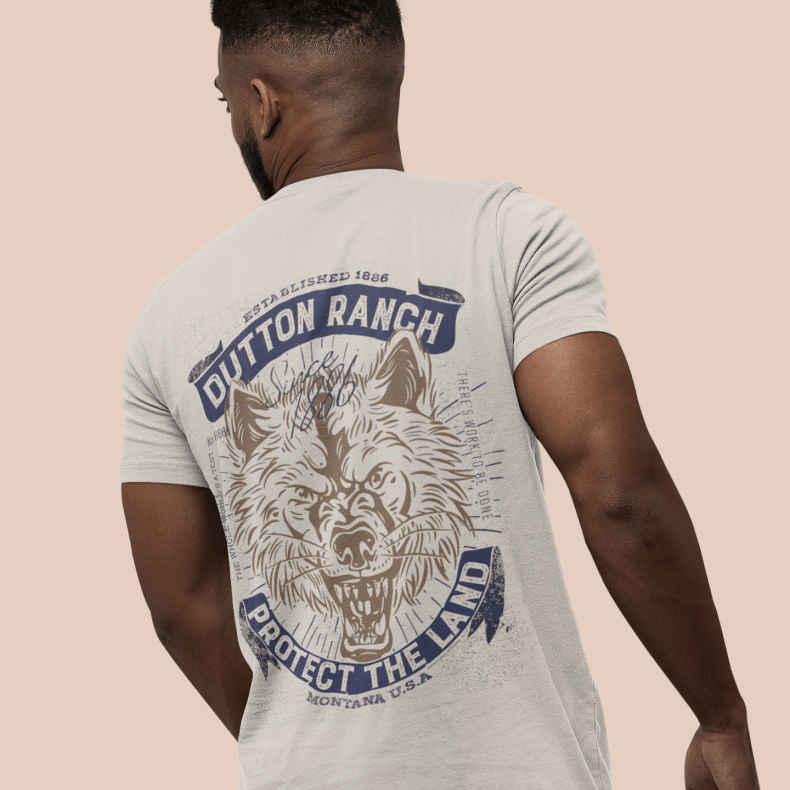 Yellowstone Dutton Ranch Protect The Land Wolf Adulte T-Shirt à manches courtes