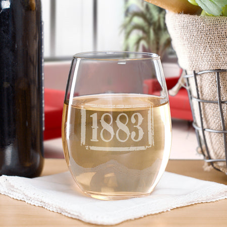 Yellowstone 1883 Logo Laser Engraved Stemless Wine Glass - Paramount Shop