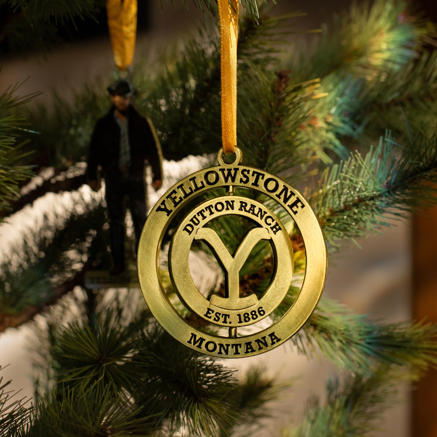 Yellowstone Dutton Ranch Gold 3D Spinner Ornament - Paramount Shop