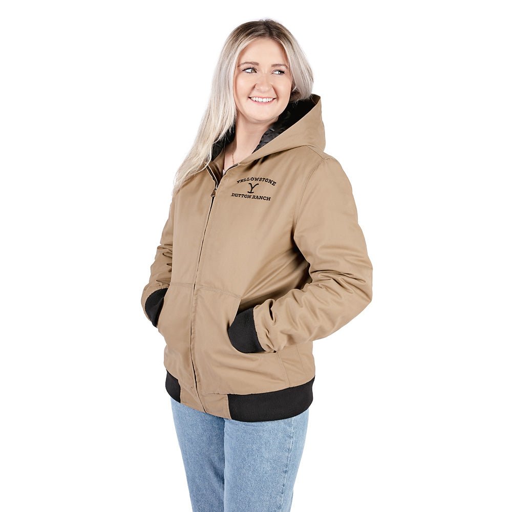 Yellowstone Dutton Ranch Hooded Khaki Jacket - Paramount Shop