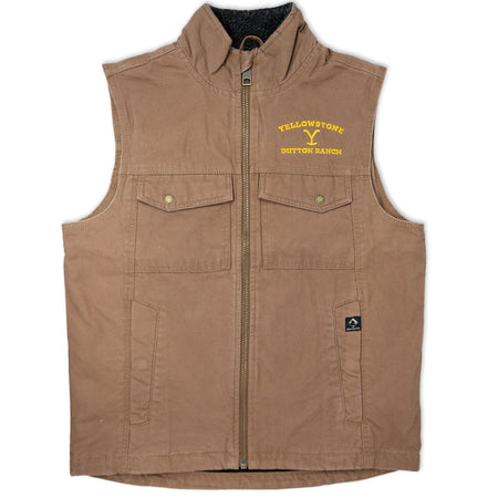 Yellowstone Dutton Ranch Logo Brown Cloth Vest - Paramount Shop