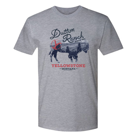 Yellowstone Dutton Ranch Montana Bison Adult Short Sleeve T - Shirt - Paramount Shop