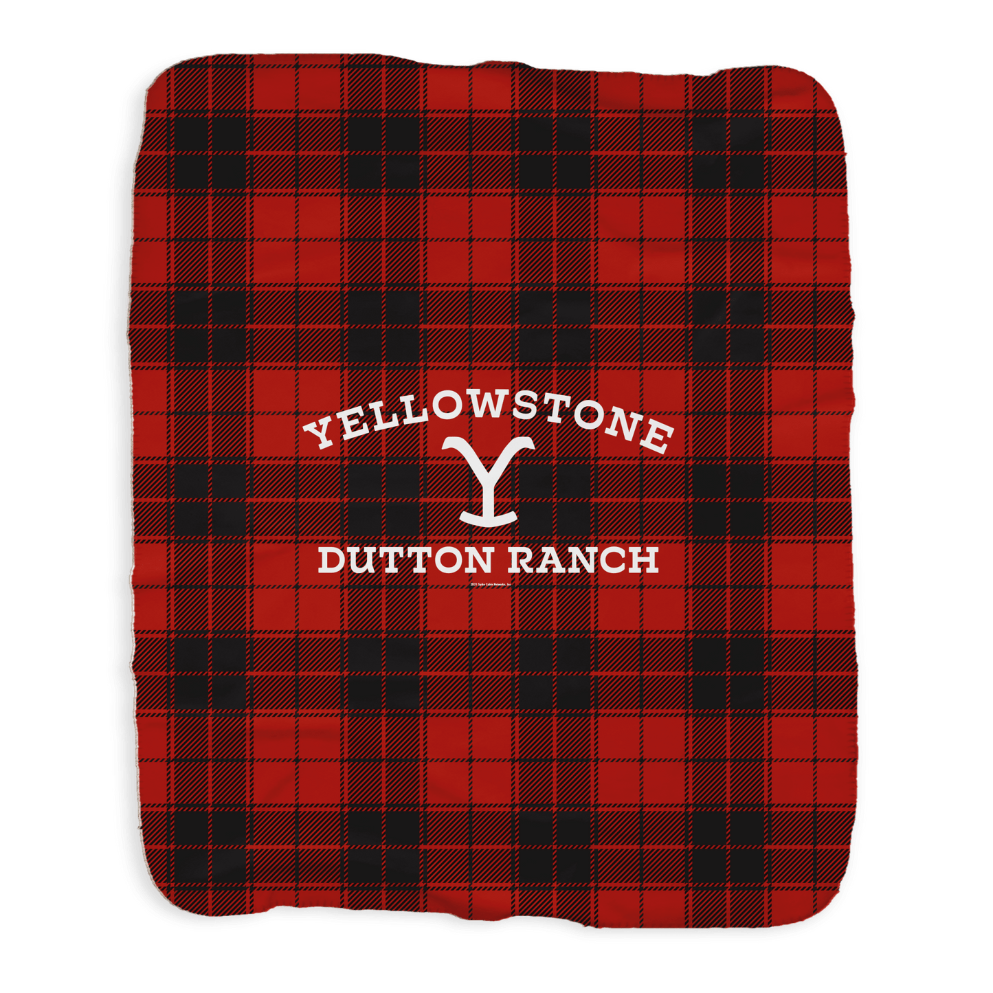 Yellowstone Dutton Ranch Plaid Sherpa Blanket - Paramount Shop