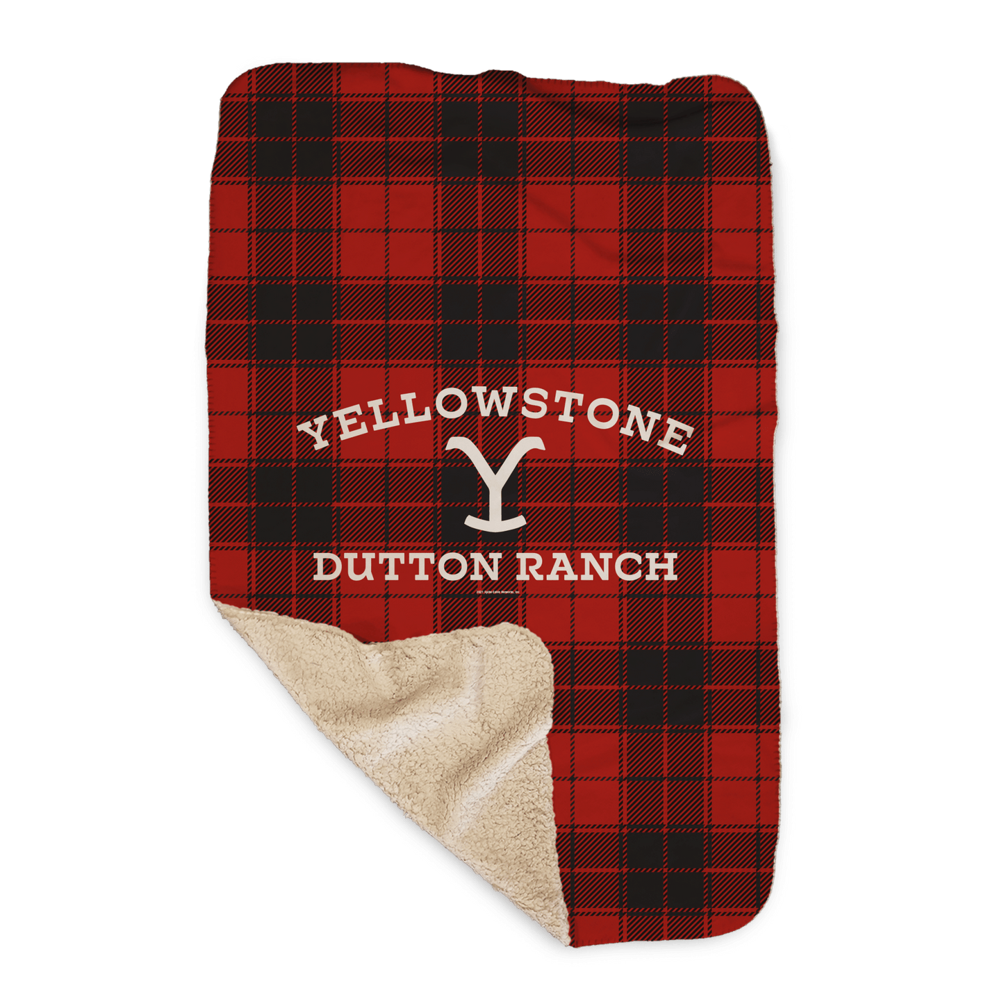 Yellowstone Dutton Ranch Plaid Sherpa Blanket - Paramount Shop