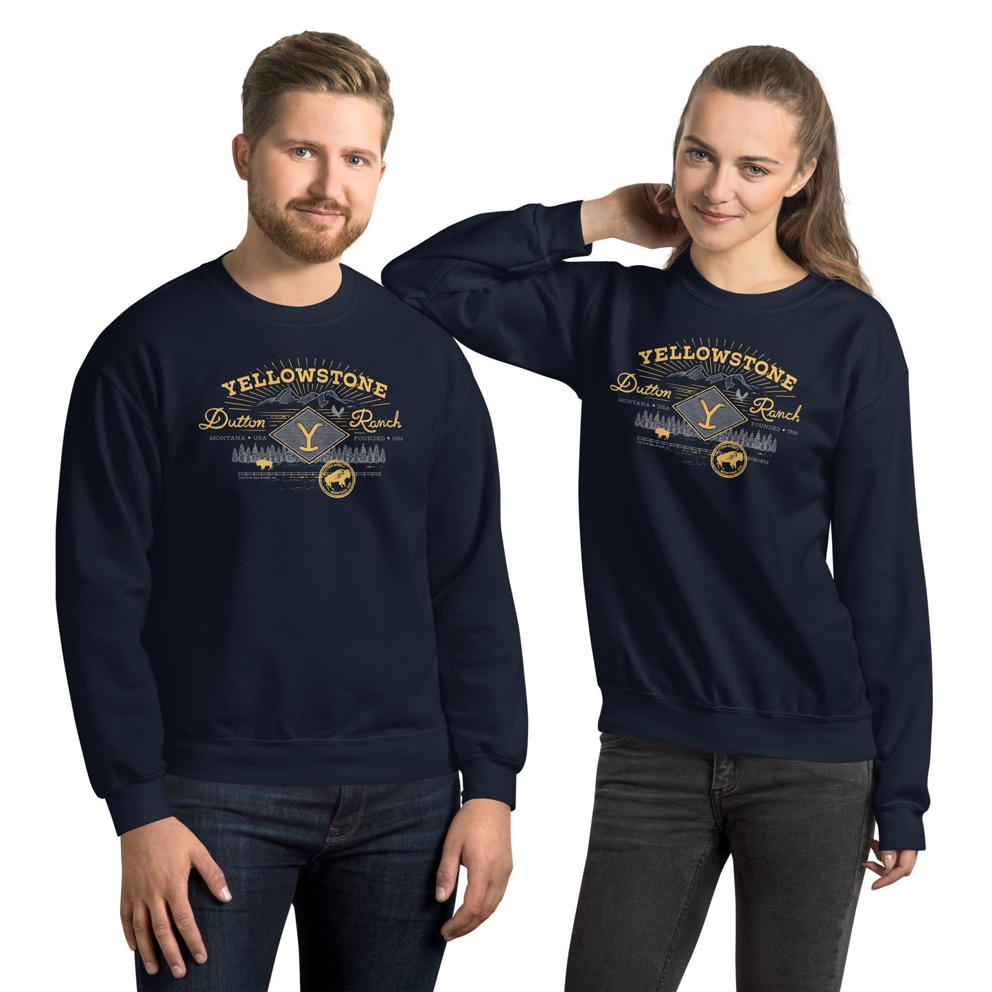 Yellowstone Dutton Ranch Scenery Fleece Crewneck Sweatshirt - Paramount Shop