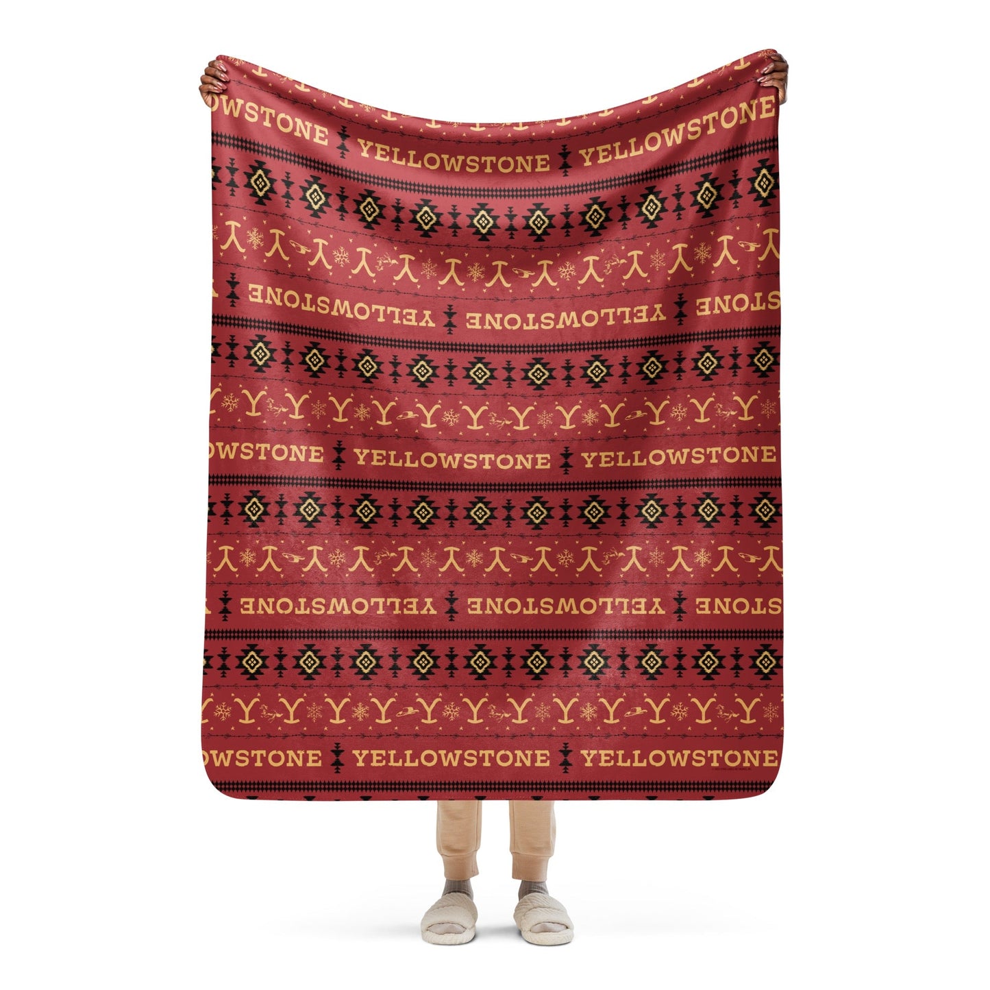 Yellowstone Holiday Aztec Sherpa Blanket - Paramount Shop