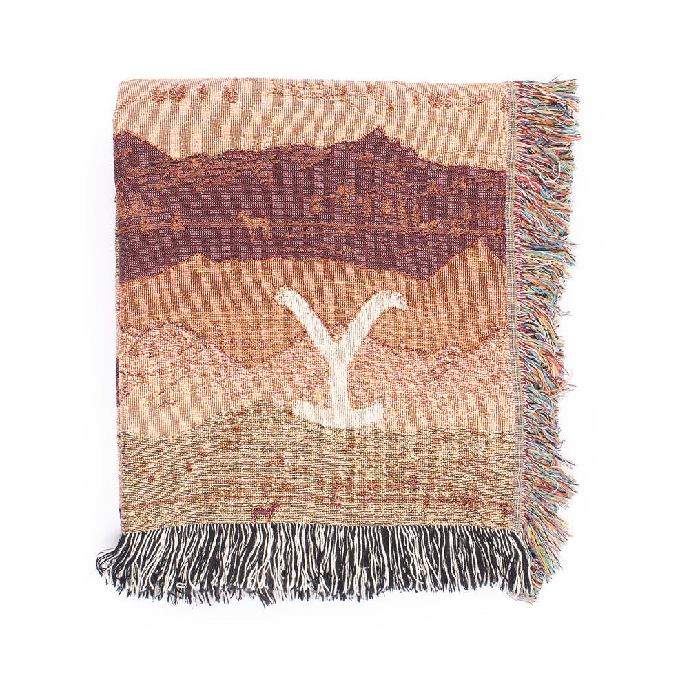 Yellowstone Mountains Pattern Woven Blanket - Paramount Shop