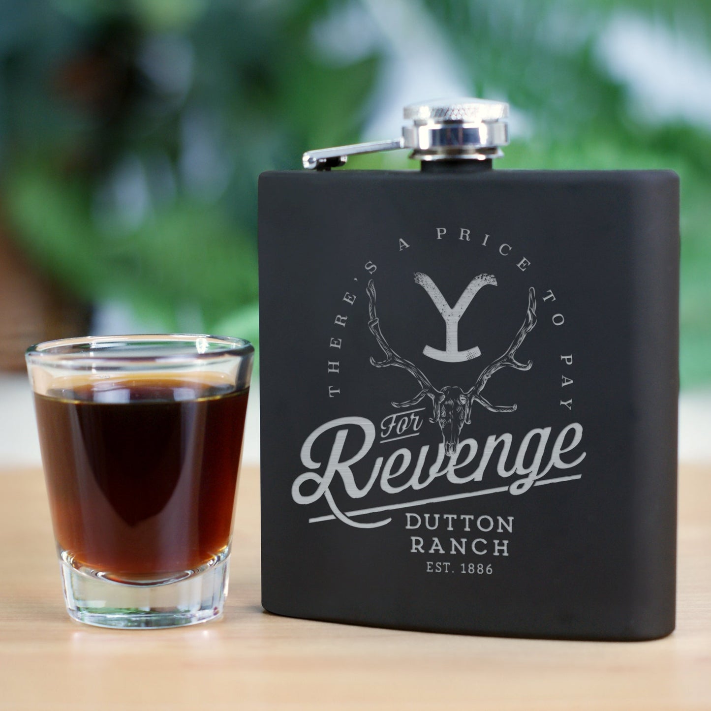 Yellowstone Revenge Laser Engraved Flask - Paramount Shop