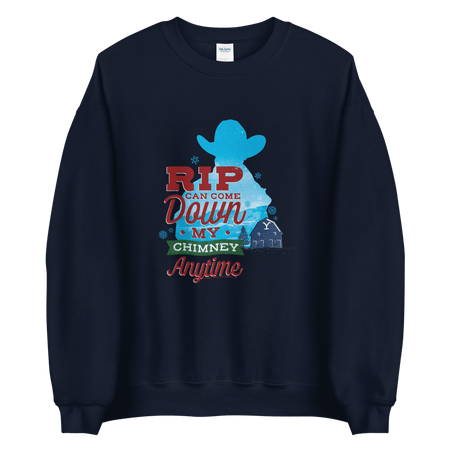 Yellowstone Rip Can Come Down My Chimney Any Time Silhouette Fleece Crewneck Sweatshirt - Paramount Shop