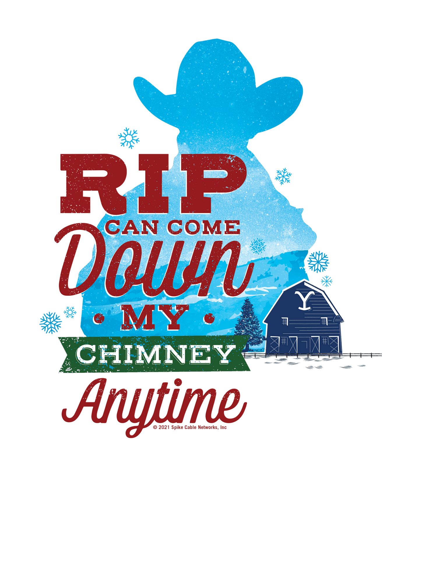 Yellowstone Rip Can Come Down My Chimney Any Time Silhouette Fleece Crewneck Sweatshirt - Paramount Shop