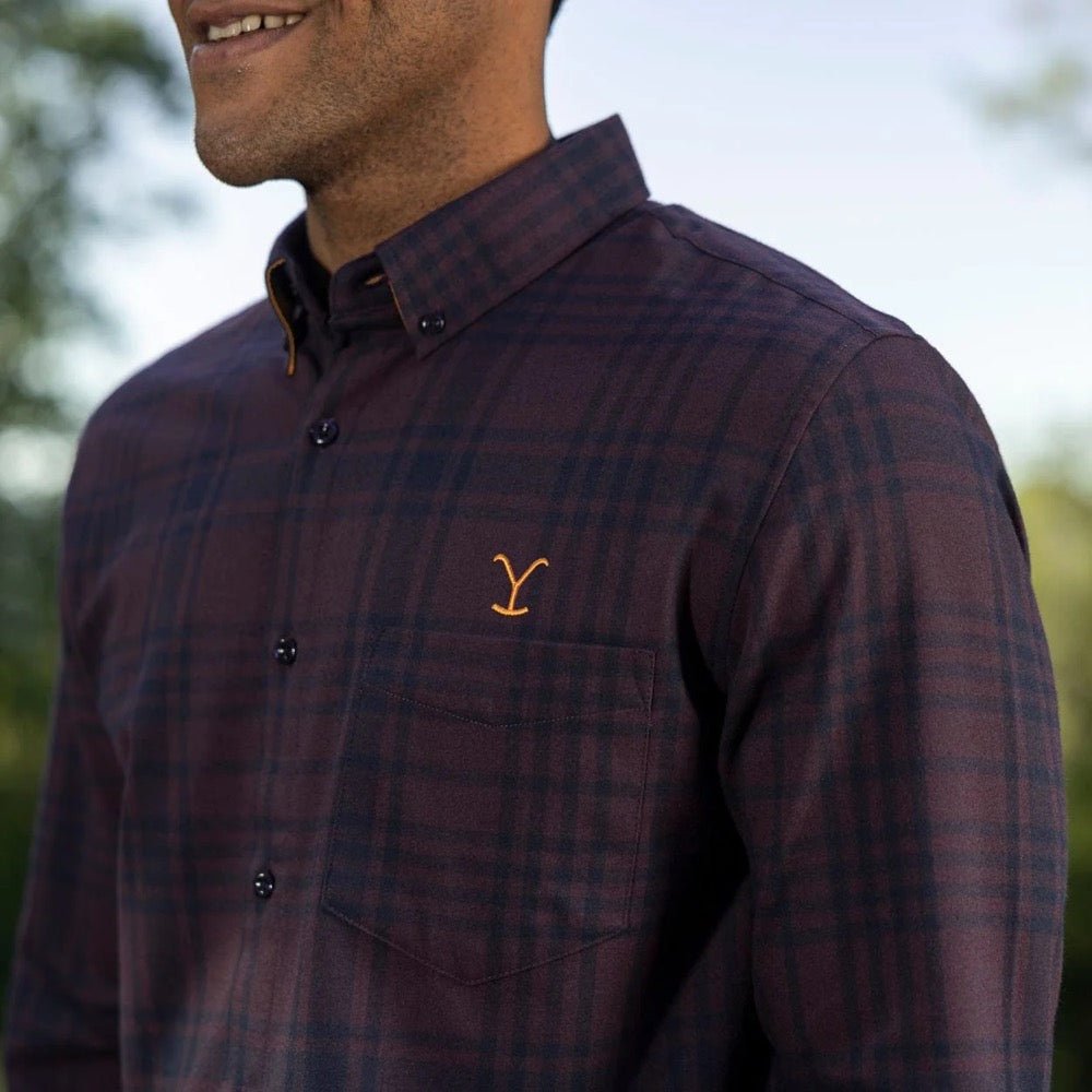 Yellowstone x RSVLTS Burgundy Long Sleeve Flannel - Paramount Shop