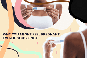 graphic of person holding pregnancy test