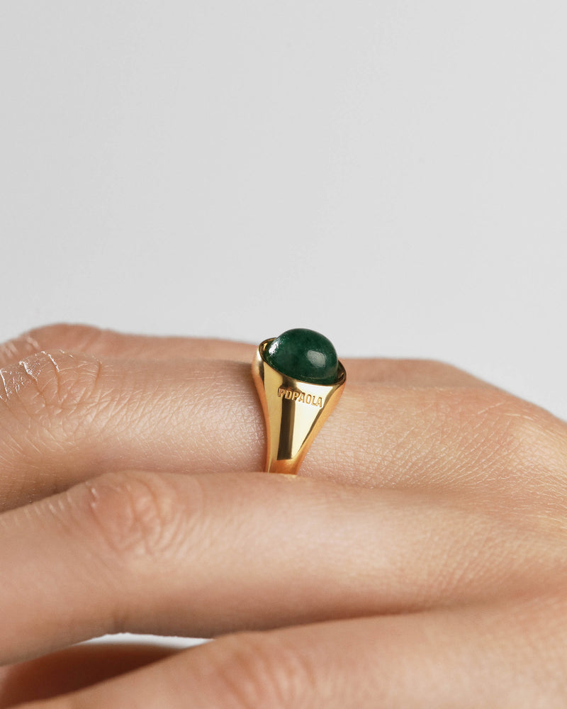 Anello Avventurina Verde Moon - 
  
    Argento sterling / Placcatura in Oro 18K
  
