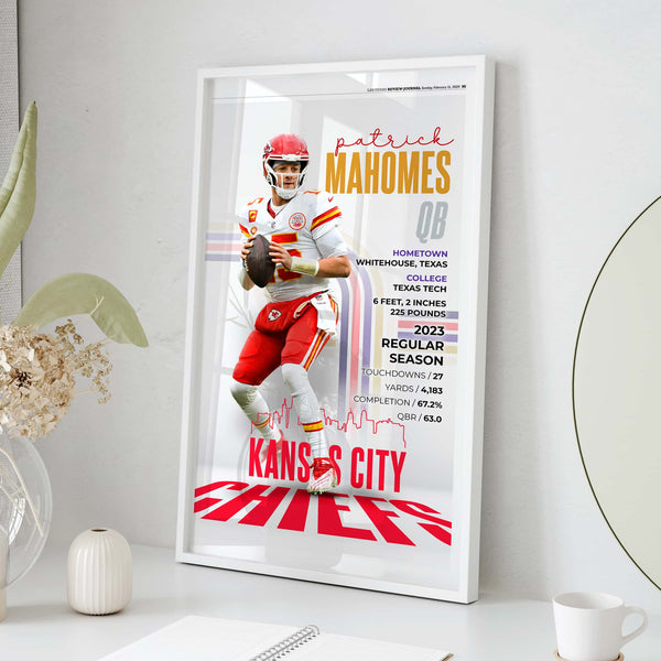 Patrick Mahomes 2023-24 World Champion Front Page Wall Art