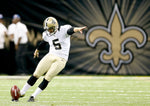 New Orleans Saints kicker Garrett Hartley (5) kicks off during a preseason game between the Oakland Raiders and New Orleans Saints on Aug. 16, 2013. Michael DeMocker / Nola.com | The Times-Picayune