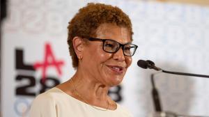 Traffic. What will you do about notorious gridlocked Los Angeles traffic? That’s the one burning question repeatedly posed to Los Angeles Mayor Karen Bass as she prepares to receive the Olympic flag ahead of the 2028 Summer Games. 