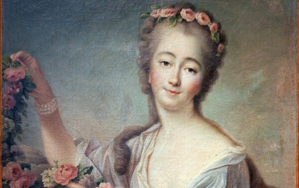 Portrait of Madame du Barry en Flore (Jeanne Becu, Countess (or Madame) of Barry (1743-1793) - Painting by Francois Hubert Drouais (1727-1775), oil on canvas, 1774 - French Art 18th century - Musee des Beaux Arts d'Agen Artiste 