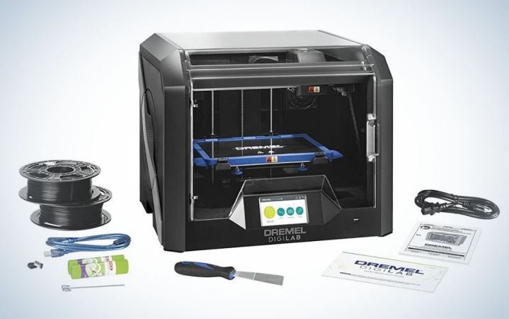  A Dremel 3D45 3D printer on a plain background.