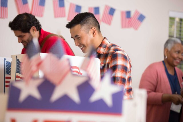 photo - Voters at Polling Booths Voting