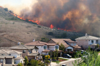 photo - Southern California brush fire near houses