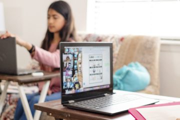 Children Participate in E-Learning Activity at Home