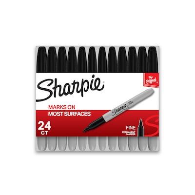 Sharpie Permanent Markers, Fine Tip, Black, 24/Pack (2042918)