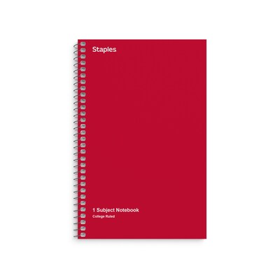 Staples 1-Subject Notebook, 5 x 7.75, College Ruled, 80 Sheets, Assorted Colors, 3/Pack (TR11670)