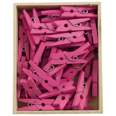 JAM Paper Wood Clip Small Wood Clothespins, Fuchsia Pink, 50/Pack (230729139)