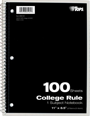 Oxford 1-Subject Notebooks, 8.5 x 11, College Ruled, 100 Sheets, Each (65161)