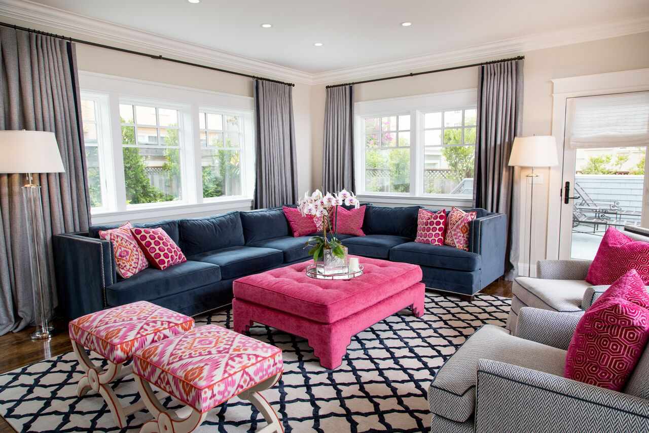 Pink and blue living room