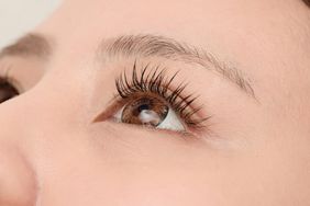 Close-up of extended eyelashes