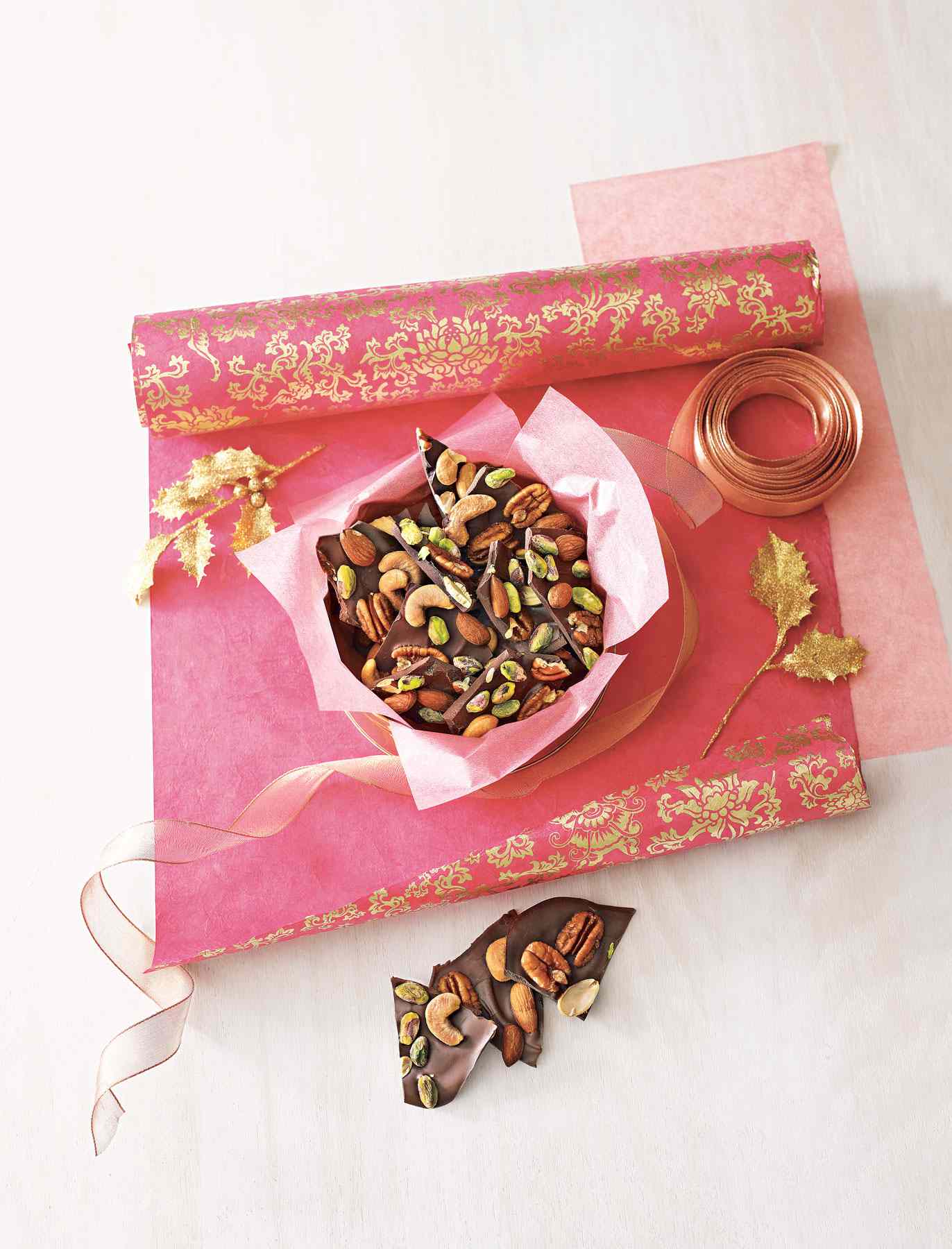 DIY Christmas gifts, homemade holiday present ideas - Chocolate Nut Bark