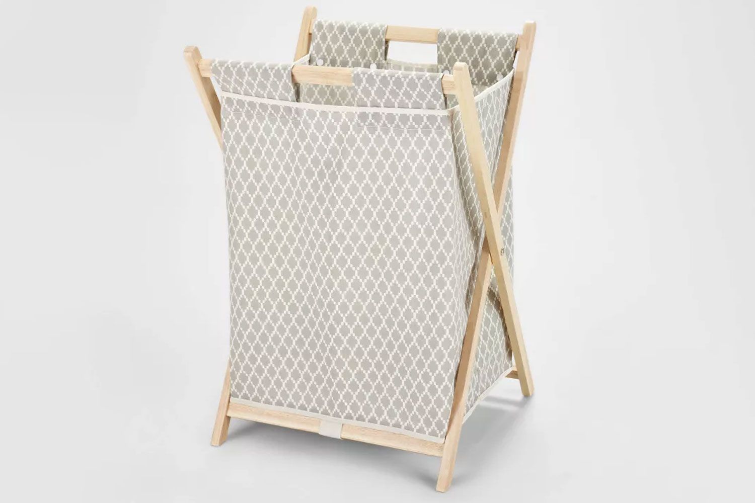 Brightroom Wooden X-Frame Hamper Gray Diamond Print