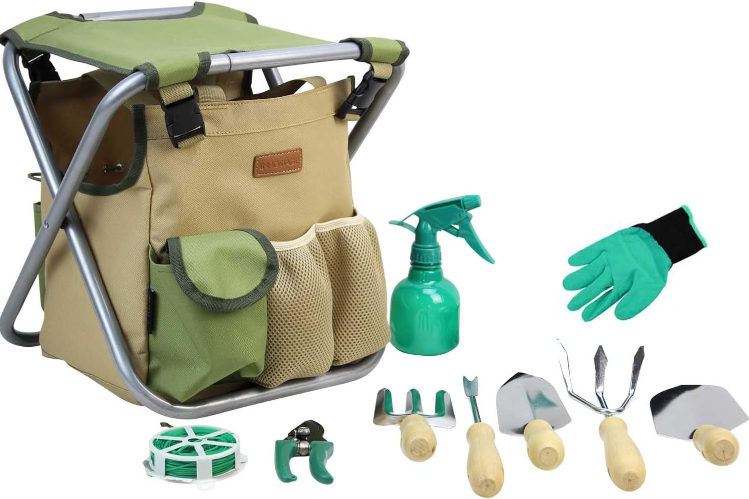 Inno Stage 10-Piece Gardening Tools Set with Storage Bag and Seat