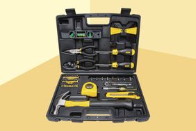 One of the best tool kits on a yellow background. 