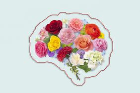 Outline of a brain filled with fresh flowers