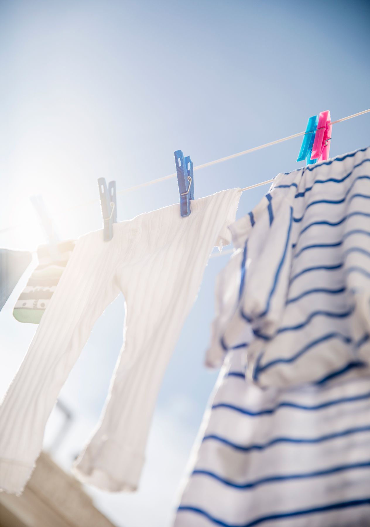 Laundry hanging from clothesline