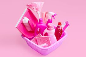 Our Best Spring Cleaning Tips, pink cleaning supplies