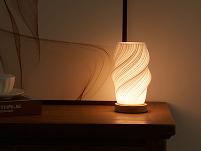 Dawnwake Bedside Lamp with Wood Base 