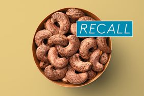 bowl of cashews with a recall logo on it