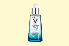 Vichy Mineral 89 Hyaluronic Acid Serum on a solid yellow background