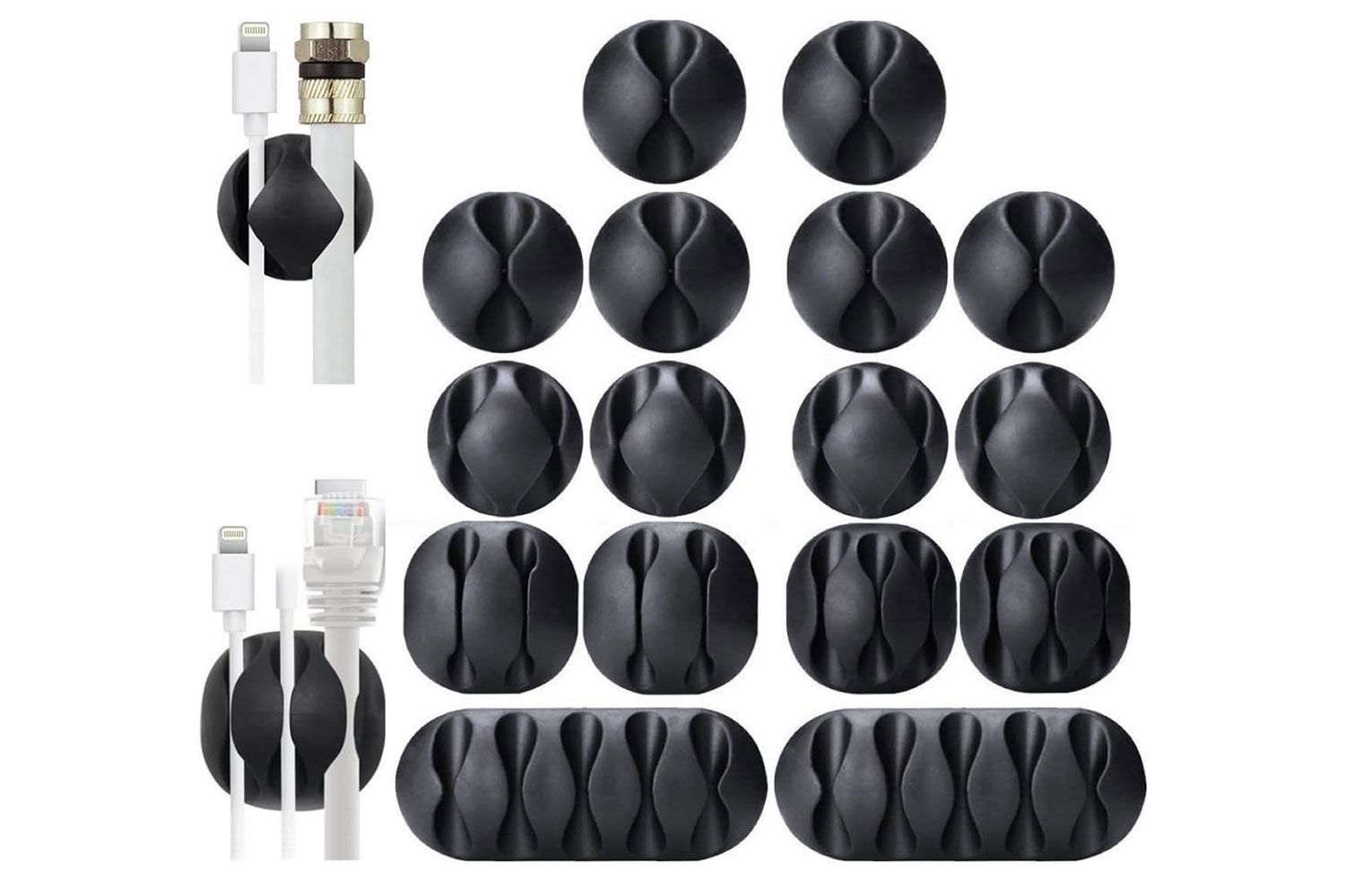 Amazon OHill Desk Cable Management Cord Organizer, 16 Pack Black Self Adhesive Cord Holder Cable Clips, Ideal Cable Organizer Wire Keeper for Desk, Nightstand, Phone Charger, Computer, Home, Office, Car