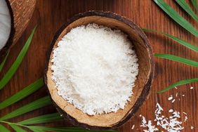 low-sugar-desserts: bowl of shredded coconut