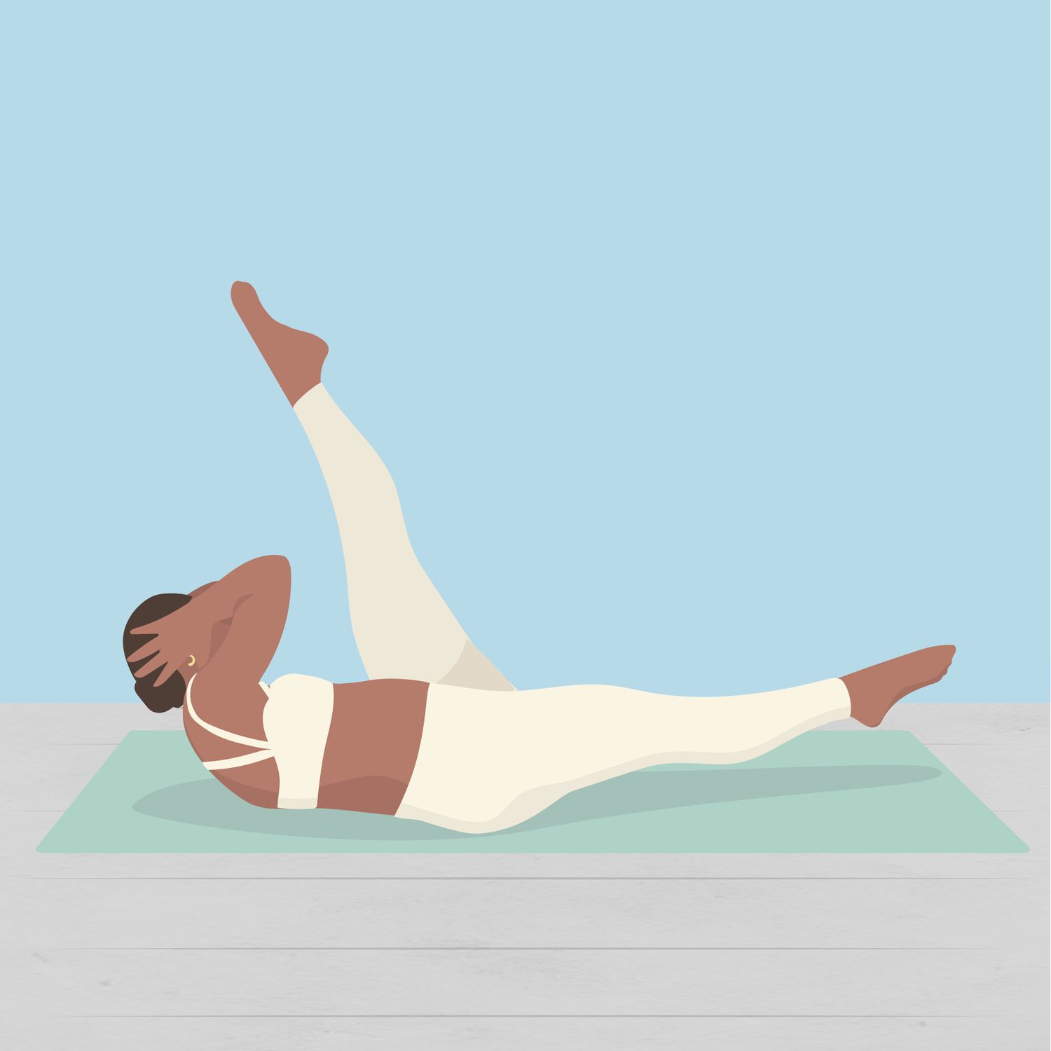 Illustration of mat Pilates ab exercise for beginners: Straight-Leg Bicycles