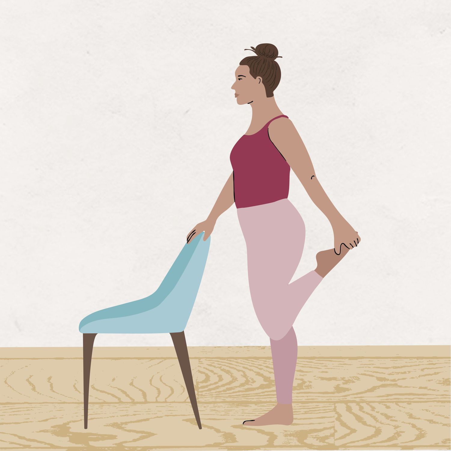 Lower Back Stretch: Standing Quad Stretch with chair